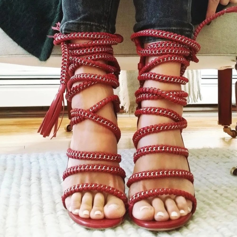 IMENA II GARNET CALF SANDALS